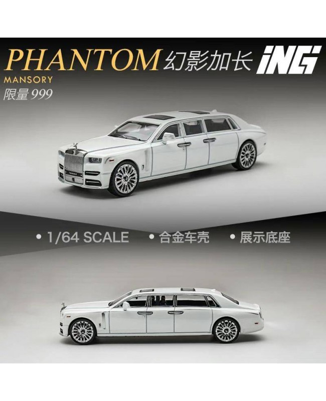 (預訂 Pre-order) ING 1:64 Phantom VIII  Mansory 改裝六門 Limo (Diecast car model) 限量300台 White 珍珠白
