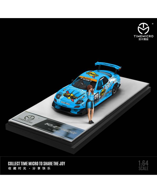 (預訂 Pre-order) TimeMicro1:64 Mazda 雨宮 Rx-7 (Diecast car model) 限量699台 藍色-人偶版