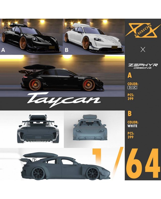 (預訂 Pre-order) 404Error x ZEPHYR 1/64  Taycan (Resin car model) 限量399台 Pearl white