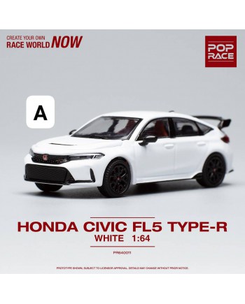 (預訂 Pre-order) Poprace Model 1/64 PR640011 Honda Civic Type-R FL5 Champ White (Diecast car model)