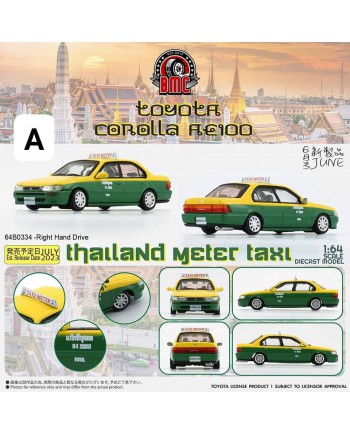 (預訂 Pre-order) BM Creation Model 1/64 BM64B0334 Toyota Corolla 1996 AE100 -Thailand Taxi (RHD) (Diecast car model)