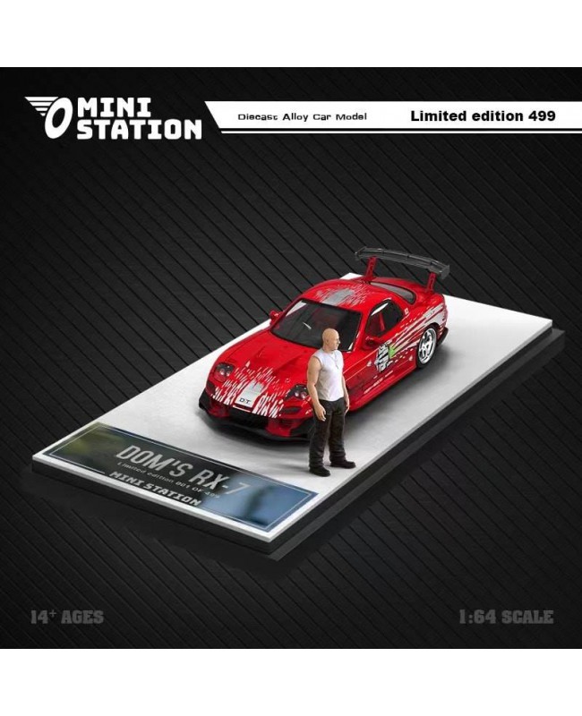 (預訂 Pre-order) Mini Station 1/64 Dom's RX-7 RED FAST AND FURIOUS (Diecast car model) 人偶版