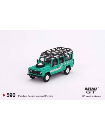 (預訂 Pre-order) MiniGT 1/64 MGT00590-R Land Rover Defender 110 1985 County Station Wagon Trident Green (Diecast car model)