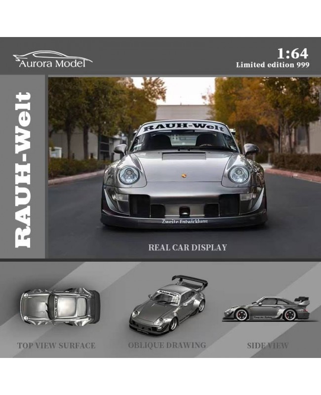 (預訂 Pre-order) AuroraModel  AM 1/64 Porsche RWB993 Liquid silver (Diecast car model) 液態銀 限量999台