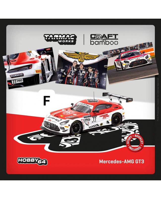 (預訂 Pre-order) Tarmac Works 1:64 Mercedes-AMG GT3 Indianapolis 8 Hour 2022 Winner Craft-Bamboo Racing R. Marciello / D. Juncadella / D. Morad ( # T64-062-22IND77 ) (Diecast car model)