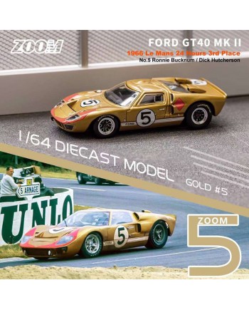 (預訂 Pre-order) Zoom 1:64 Ford GT40 Mk II 2 1966 LeMans (Diecast car model) 金色5號季軍