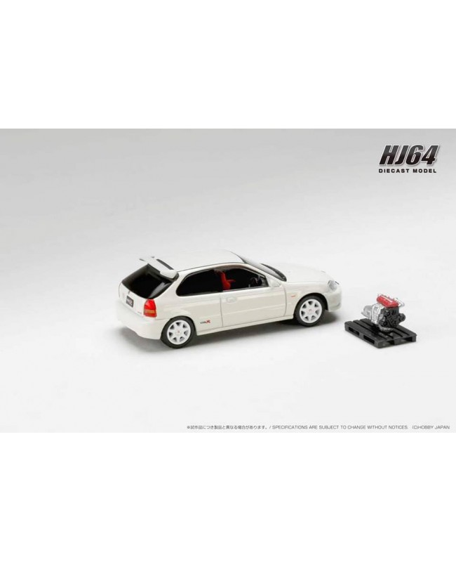 (預訂 Pre-order) HobbyJAPAN 1/64 Honda CIVIC TYPE R (E-EK9) 1997 with Engine Display Model (Diecast car model) HJ643016AW : CHAMPIONSHIP WHITE