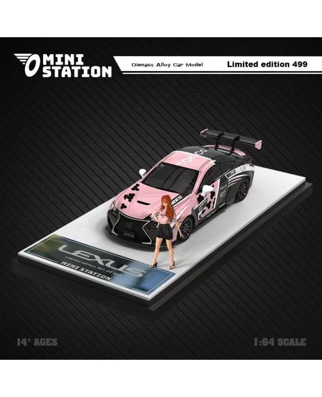 (預訂 Pre-order) Mini Station 1/64 Lexus JDM pink Toyotires (Diecast car model) 人偶版