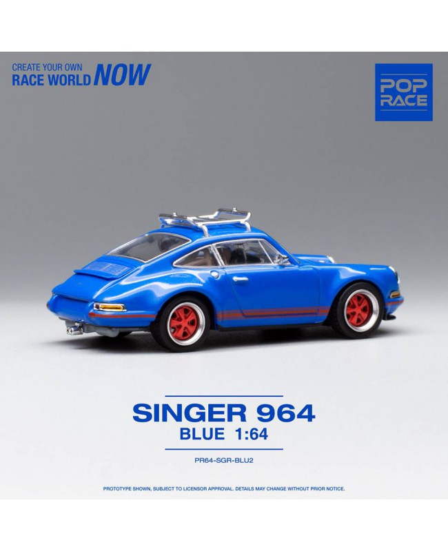 (預訂 Pre-order) POPRACE PR640018 1/64 SINGER 964 BLUE WITH WAKEBOARD (Diecast car model)