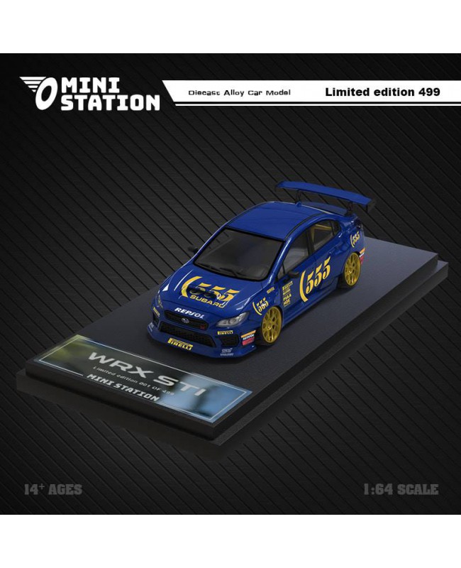 (預訂 Pre-order) Mini Station 1:64 WRX STi dark blue 555 rally car livery (Diecast car model) 限量499台 普通版