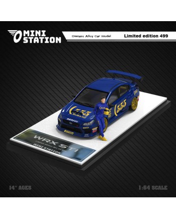 (預訂 Pre-order) Mini Station 1:64 WRX STi dark blue 555 rally car livery (Diecast car model) 限量499台 人偶版