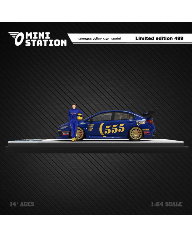 (預訂 Pre-order) Mini Station 1:64 WRX STi dark blue 555 rally car livery (Diecast car model) 限量499台 人偶版