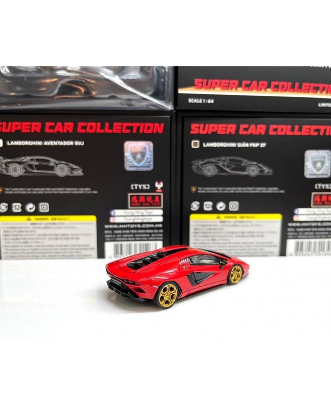 (預訂 Pre-order) HH TOYS 1/64 SUPER CAR COLLECTION LAMBORGHINI Countach LPI 800-4 (Diecast car model) HS003-02A 紅色金輪