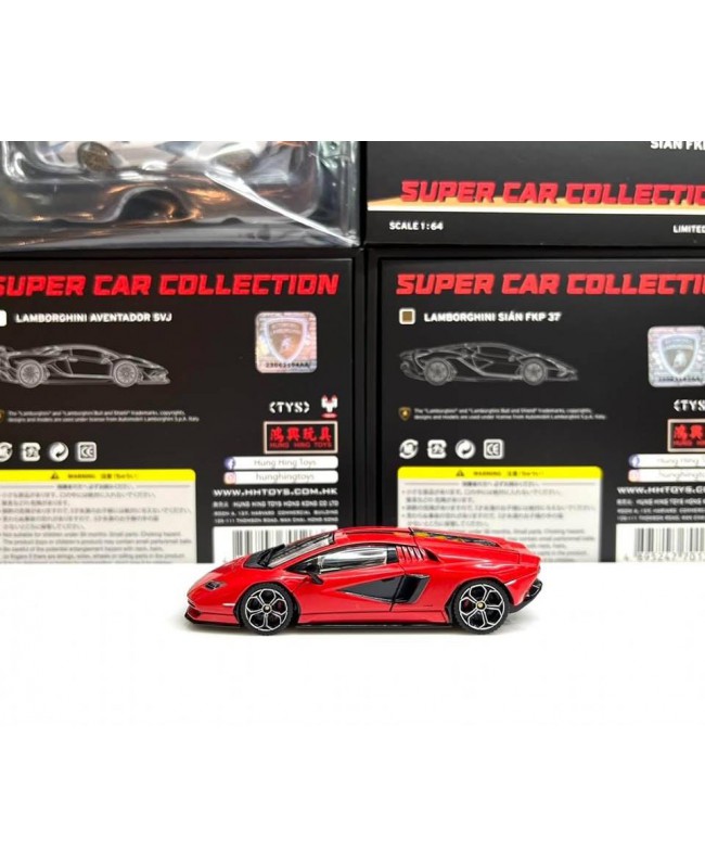 (預訂 Pre-order) HH TOYS 1/64 SUPER CAR COLLECTION LAMBORGHINI Countach LPI 800-4 (Diecast car model) HS003-02B 紅色黑輪