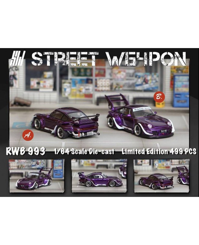(預訂 Pre-order) SW 1:64 RWB 993 (Diecast car model) Electric Purple GT Wing