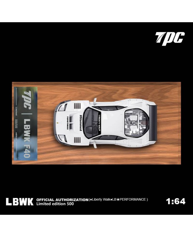 (預訂 Pre-order) TPC 1/64 LBWK F40 white  (Diecast car model) 人偶版 (木底座) 限量500台