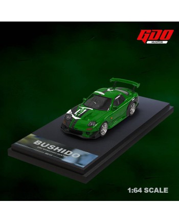 (預訂 Pre-order) TimeMicro X GDO 1:64 RX-7 BUSHIDO Carbon  Green KENJI livery (Diecast car model) 普通版