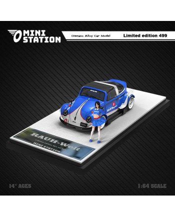 (預訂 Pre-order) Mini Station 1:64 RWB-Beetle Targa blue (Diecast car model) 限量499台 人偶版