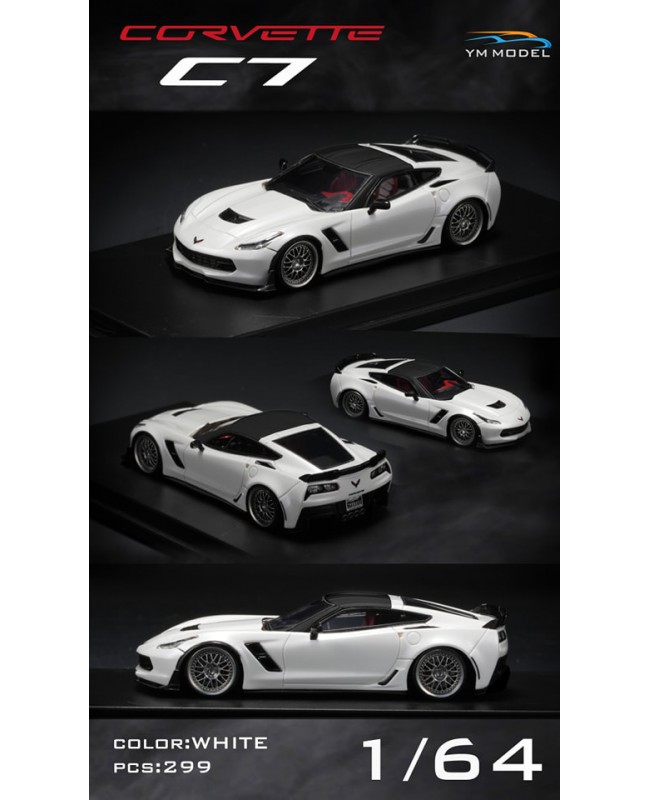 (預訂 Pre-order) YM model 1/64 Corvette Bagged C7 white (Resin car model) 限量299台