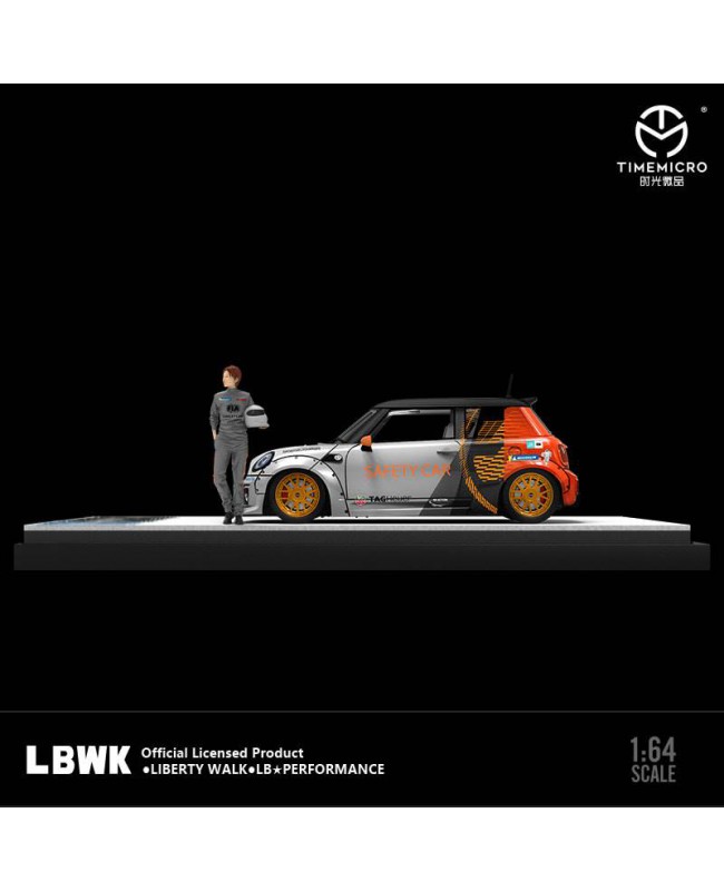 (預訂 Pre-order) TimeMicro1:64 LBWK BMW MINI COOPER Safety car (Diecast car model) 橙色拼色安全車 人偶版 (限量999台)