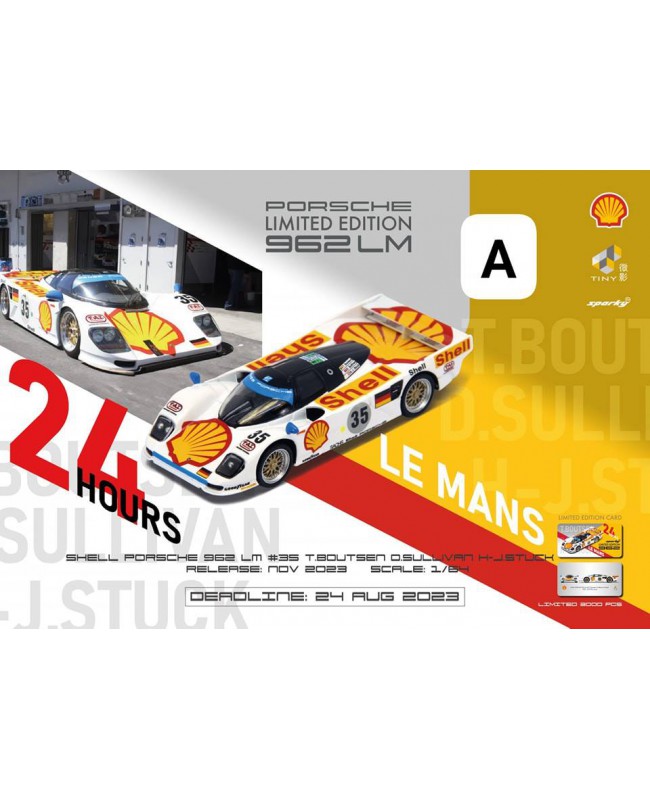 (預訂 Pre-order) Sparky x TINY YO64004 1/64 Porsche 962 LM 3rd Le Mans T.Boutsen D.Sullivan H-J.Stuck SHELL 1994 #35 (Diecast car model)