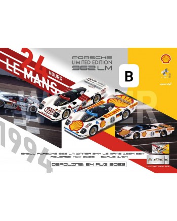 (預訂 Pre-order) Sparky x TINY YCOMBO64004 1/64 Porsche 962 LM SHELL COMBO - Winner 24h Le Mans 1994 #35 & #36 (Diecast car model)