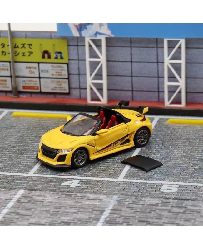 (預訂 Pre-order) Mortal 1/64 Honda S660 Convertible (with top cover) Wide-body modification (Diecast car model) Yellow