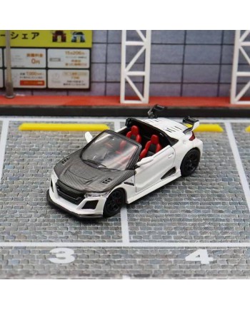 (預訂 Pre-order) Mortal 1/64 Honda S660 Convertible (with top cover) Wide-body modification (Diecast car model) White carbon cover