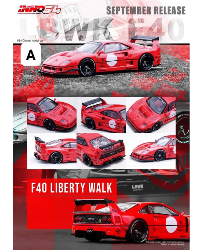 (預訂 Pre-order) Inno64 1/64 IN64-F40LBWK-RED LBWK F40 Red (Diecast car model)