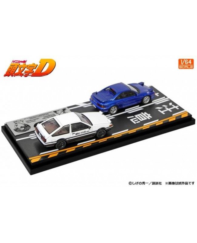 (預訂 Pre-order) Hi-story 1/64 MR2 (SW20) Blue  Vol.15 & AE86 White Car*2pcs+Diorama (MD64215)(Diecast car model)