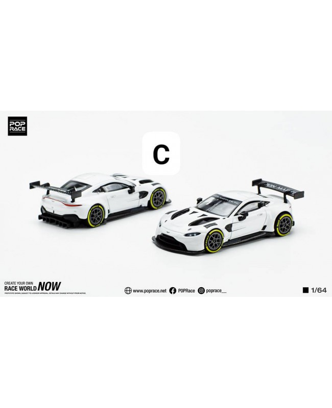 (預訂 Pre-order) POPRACE 1/64 PR640045-1/64 ASTON  MARTIN GT3 WHITE (Diecast car model)