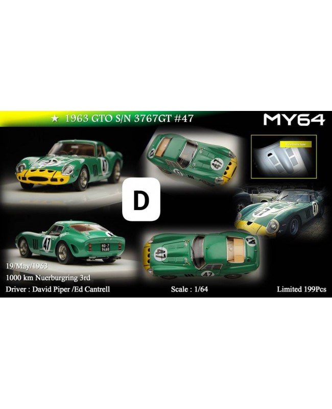 (預訂 Pre-order) MY64 1/64 250GTO (Resin car model) 限量199台 S/N 3767GT Green #47