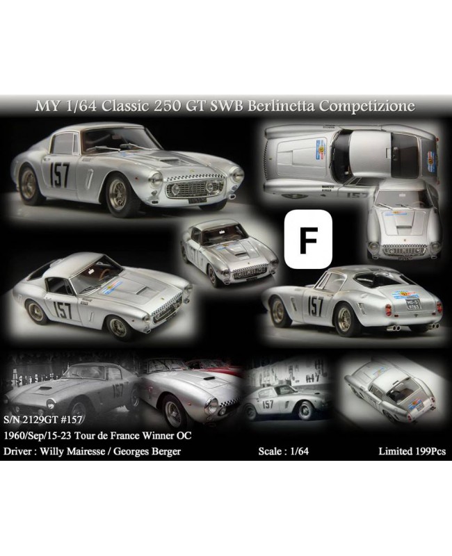 (預訂 Pre-order) MY64 1/64 Classic 250GT SWB  (Resin car model) 限量199台 SWB Competizione S/N 2129GT