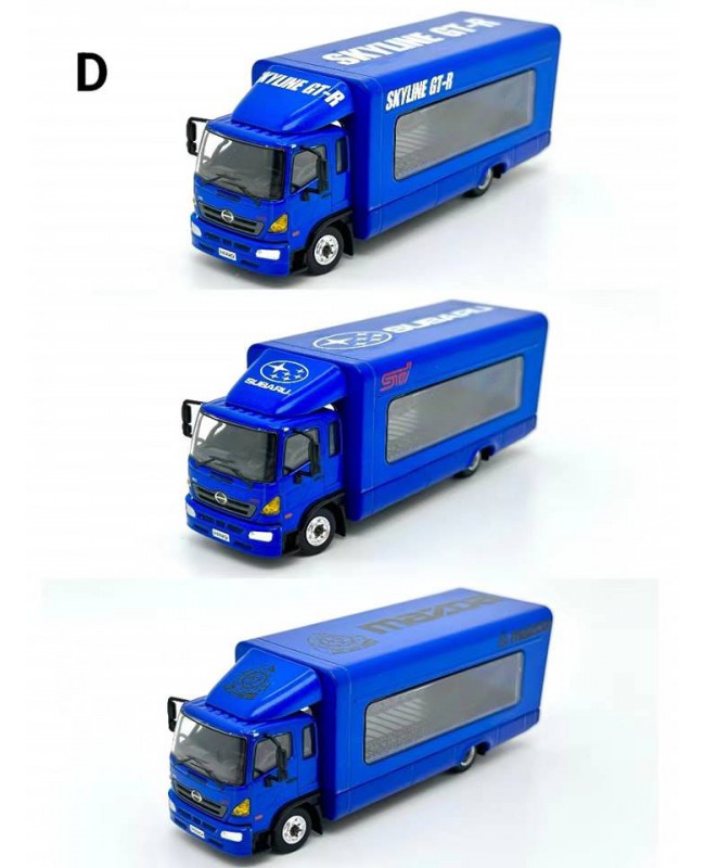 Unique Model × Tiny 1:64 HINO Ranger 500 Elevated Box Transport Vehicle (100572-100576) Diecast Car (Diecast car model) 藍