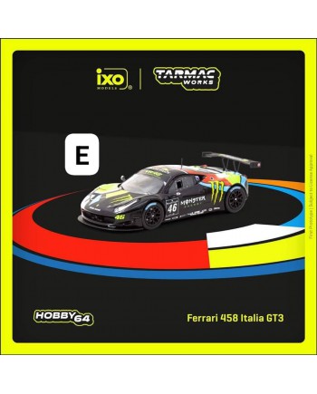 (預訂 Pre-order) Tarmac Works 1/64 T64-073-12BGT46M Ferrari 458 Italia GT3 Blancpain Endurance Series 2012 – MONZA V. Rossi / A. Salucci / A.Ceccato (Diecast car model)