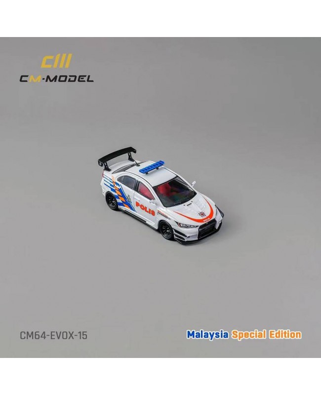 (預訂 Pre-order) CM model 1/64 Mitsubishi Lancer EvoX Malaysia special edition white police car (Diecast car model) CM64-EVOX-15