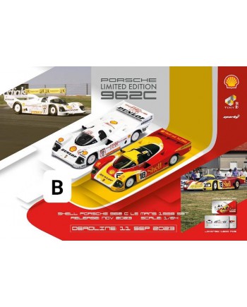 (預訂 Pre-order) Sparky x Porsche x Tiny x Shell 第五彈 1/64 (Diecast car model) Porsche 962C SHELL COMBO - Le Mans 1988 #18 & DUNLOP SUPERCUP H.J.STUCK 1987 #17 (限量1500台)