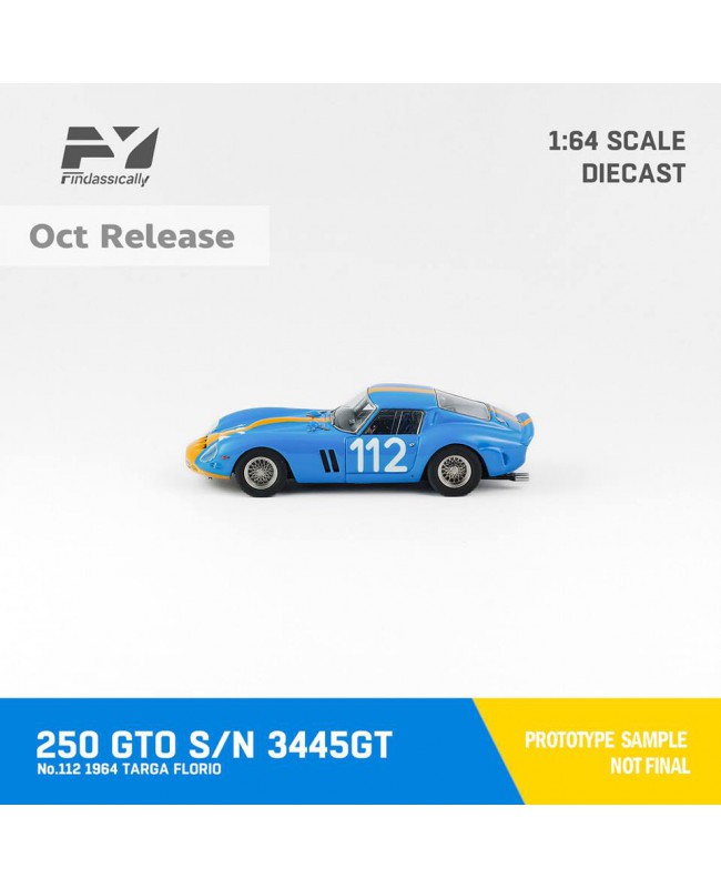 (預訂 Pre-order) Finclassically 1/64 250 GTO (Diecast car model) 限量500台 Blue yellow 112#