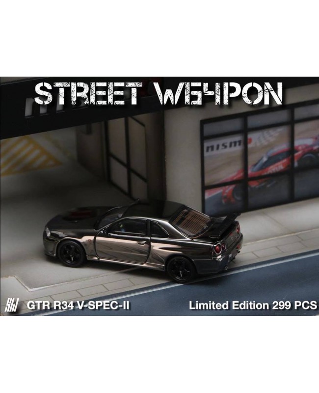 (預訂 Pre-order) Street Weapon 1/64 GTR R34 V-SPEC-II plated version (Diecast car model)