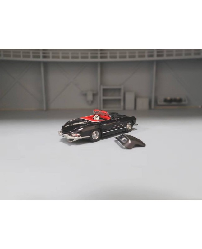 (預訂 Pre-order) DCM 1/64 Mercedes Benz 300SL convertible (Diecast car model) 黑色+紅內飾