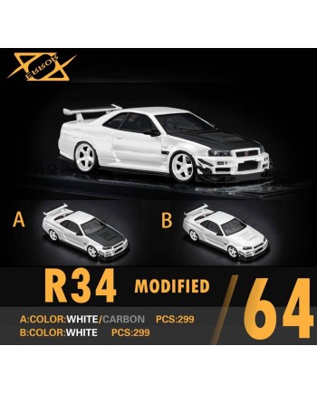 (預訂 Pre-order) 404 Error 1/64 GTR R34 modified customized version (Resin car model) 限量299台 碳蓋珍珠白色