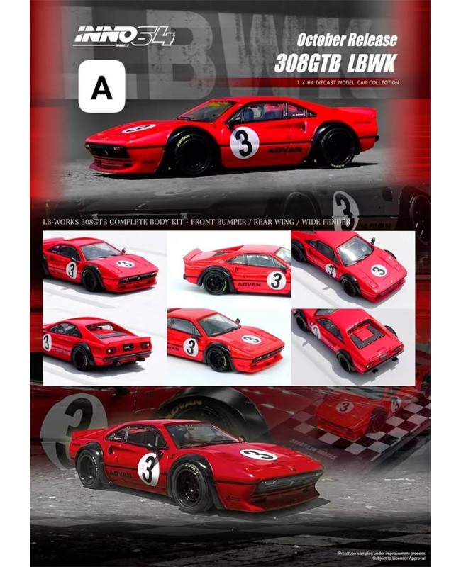 (預訂 Pre-order) Inno64 1:64 LIBERTY WALK 308 GTB Red IN64-LBWK308-RED (Diecast car model)