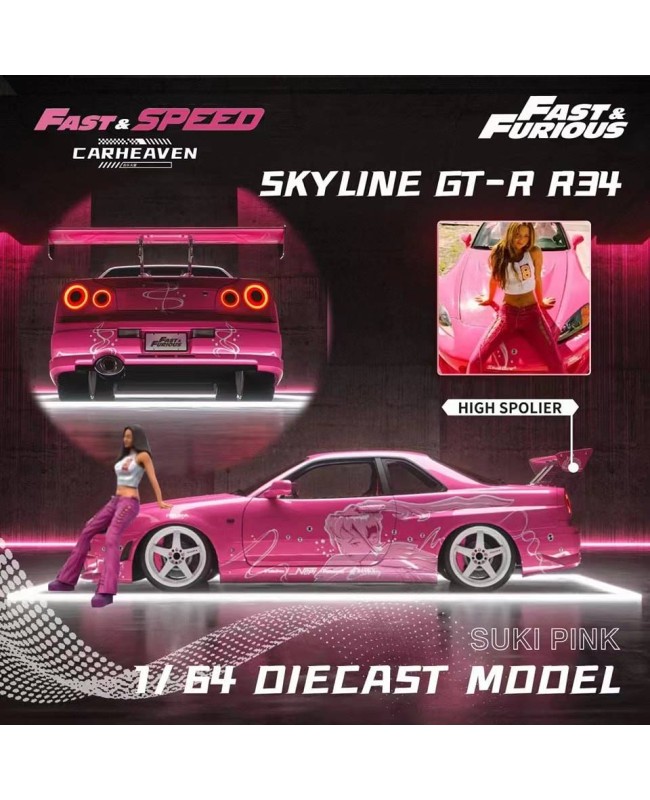 (預訂 Pre-order) Fast Speed FS 1:64 Skyline GT-R R34 High Wing Car Heaven 定製版 (Diecast car model) 精裝人偶版