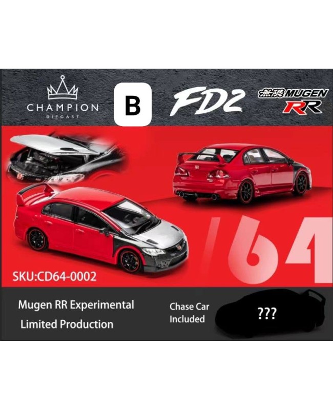 (預訂 Pre-order) Champion Diecast 1:64 Mugen RR (Diecast car model) Mugen RR Experimental Red-silver