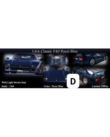 (預訂 Pre-order) MY64 1/64 Classic series F40 (Resin car model) Pozzi Blue 午夜藍色，銀色輪輞 (限量199台)