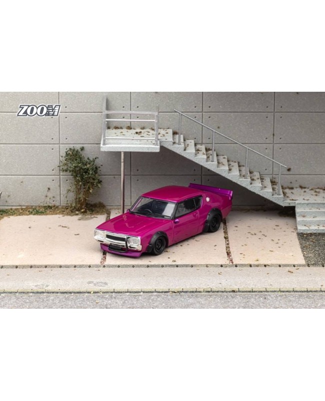 (預訂 Pre-order) Zoom 1:64 Skyline GT-R KPGC110 Kenmary Works LB (Diecast car model) 深棗紅