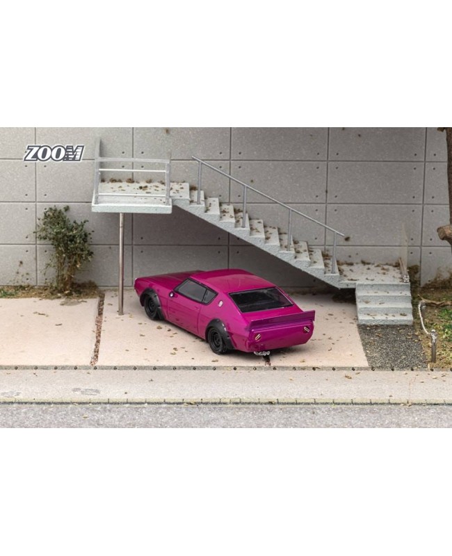 (預訂 Pre-order) Zoom 1:64 Skyline GT-R KPGC110 Kenmary Works LB (Diecast car model) 深棗紅