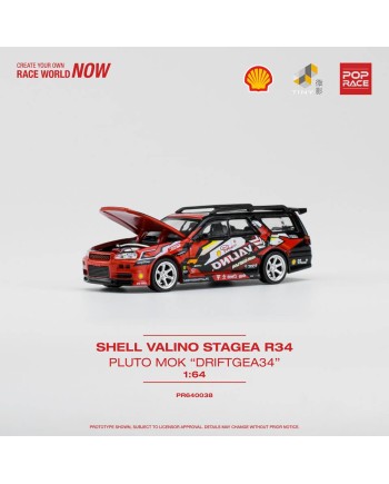 (預訂 Pre-order) POPRACE 1/64 PR640038 1/64 Shell Valino Stagea R34 Pluto Mok DRIFTAGEA 34 (Diecast car model)