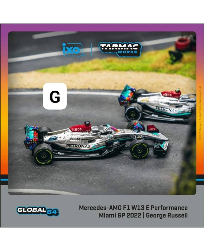 (預訂 Pre-order) Tarmac 1/64 T64G-F044-GR2 Mercedes-AMG F1 W13 E Performance Miami Grand Prix 2022 George Russell (Diecast car model)