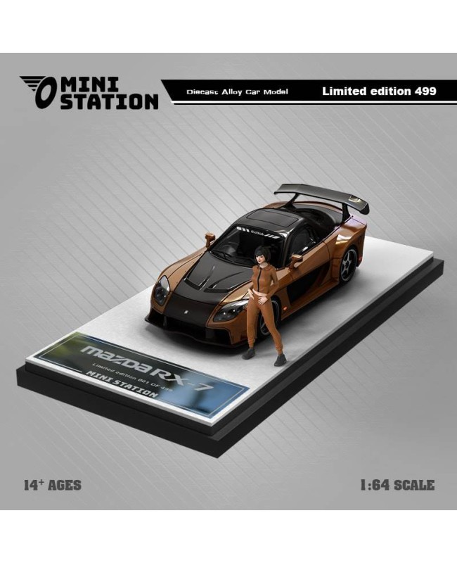 (預訂 Pre-order) Mini Station 1:64 RX7 Veilside Metallic Brown/Black (Diecast car model) 人偶版